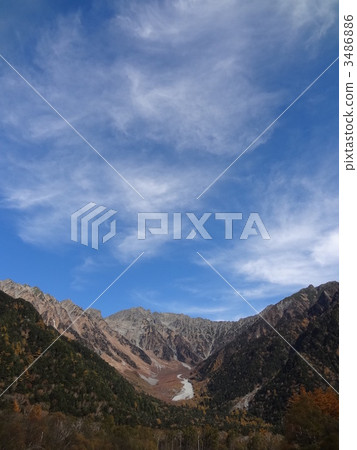Hodaka mountain range in autumn leaves Hodaka mountain range in autumn leaves 3486886