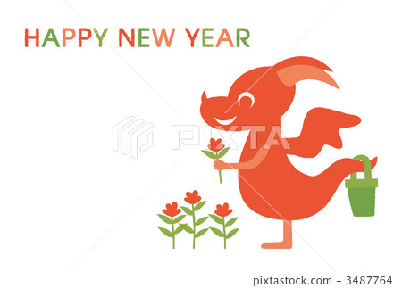 龍採摘鮮花為2012年的新年卡片 龍採摘鮮花為2012年的新年卡片 3487764