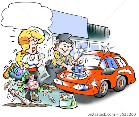 Mechanic polishes his car 3525200