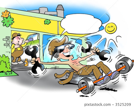 Mechanic in self-built fitness equipment 3525209