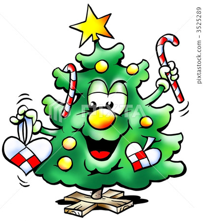Christmas tree holding a Christmas heart and a candy cane 3525289
