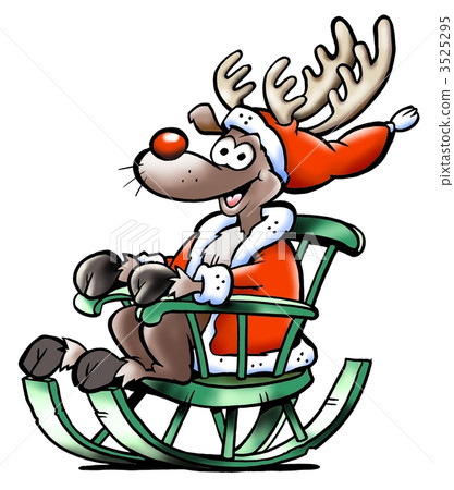 Reindeer sits in his rocking chair and waiting for Christmas 3525295