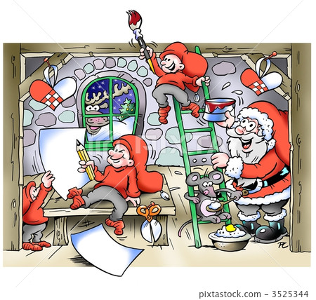 Santa Claus in his workshop in a busy month of December Santa Claus in his workshop in a busy month of December 3525344