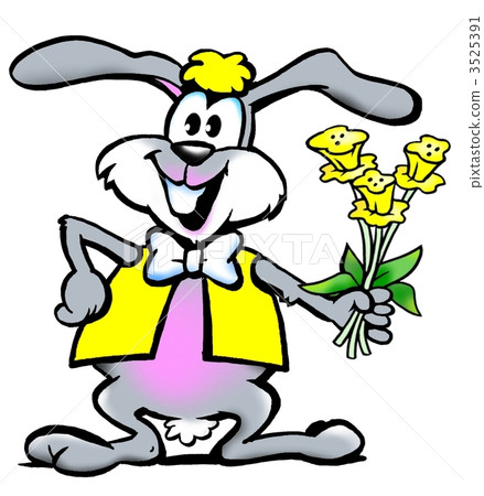 Rabbit holding some easter daffodils Rabbit holding some easter daffodils 3525391