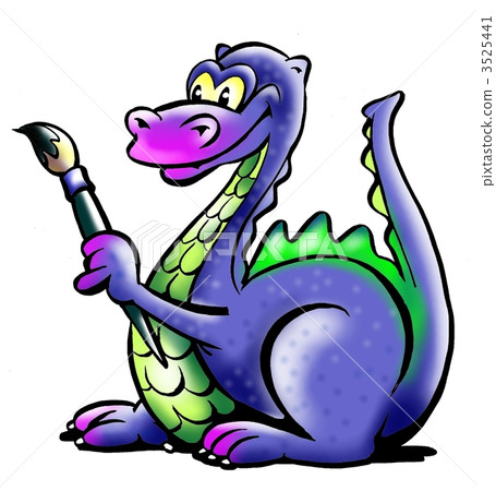 Dragon holding a paintbrush in his hand 3525441