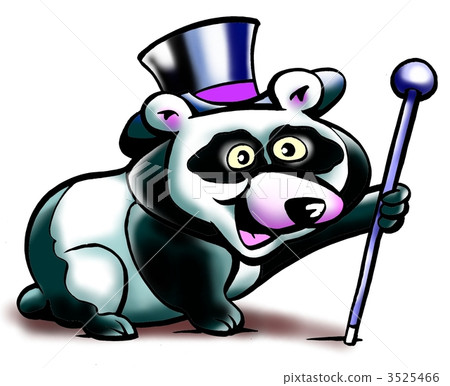 Panda bear with a bit black party hat on his head 3525466
