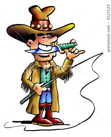 Cowboy with a large knife in his mouth Cowboy with a large knife in his mouth 3525523