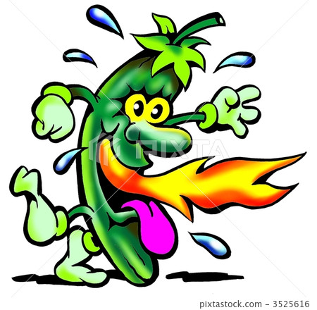 Hot Chili pepper with fire out of his mouth Hot Chili pepper with fire out of his mouth 3525616