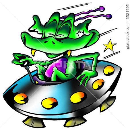 Alien flying UFO in the space Alien flying UFO in the space 3525695