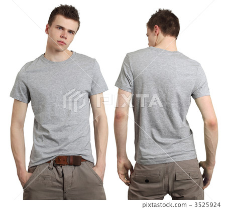 Male wearing blank gray shirt 3525924