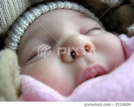 sleeping baby in winter clothes 3528606