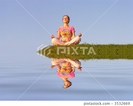 girl meditation blue sky girl meditation blue sky 3532669