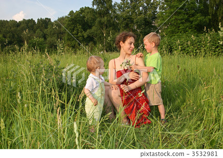 children give mother flowers children give mother flowers 3532981