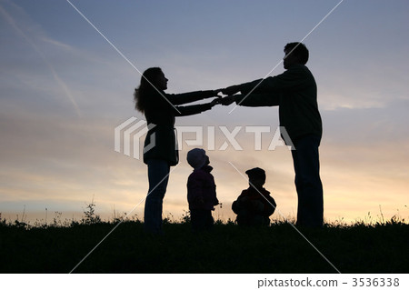 family of four on sunset sky family of four on sunset sky 3536338