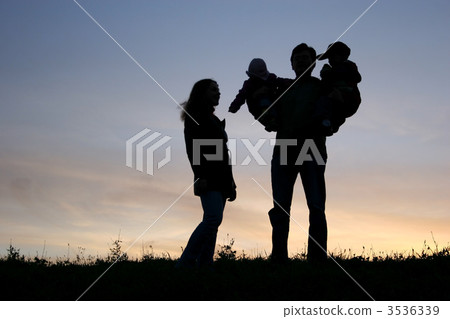 family with children on hands, sunset sky family with children on hands, sunset sky 3536339