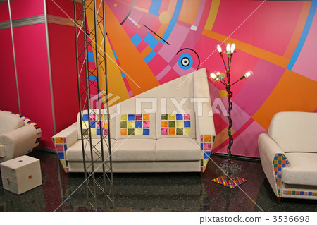 white sofa, color spots 3536698