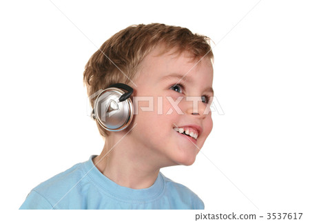 happy boy with headphones happy boy with headphones 3537617