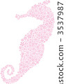 New Year card material Seahorse 3537987
