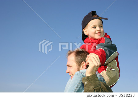 son on father shoulders son on father shoulders 3538223