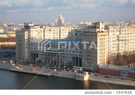 Big house on quay of Moscow river Big house on quay of Moscow river 3547636
