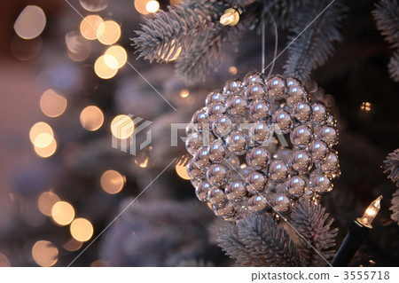 Christmas decorations and lights on New Year tree Christmas decorations and lights on New Year tree 3555718