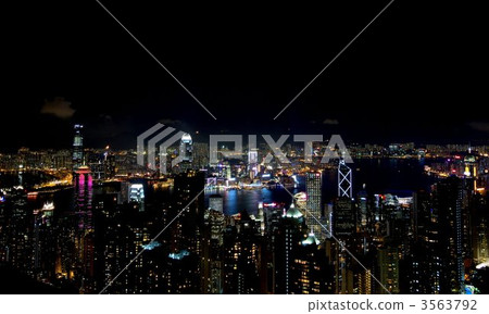 從伊麗莎白峰的香港夜視圖 3563792
