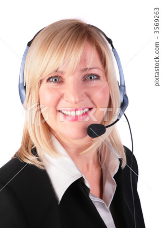 Middleaged woman with headset 3 Middleaged woman with headset 3 3569263