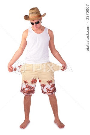 young man in shorts with splay empty pockets 3570007