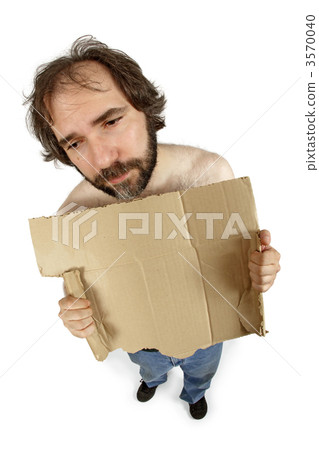 Homeless man holding sign 3570040