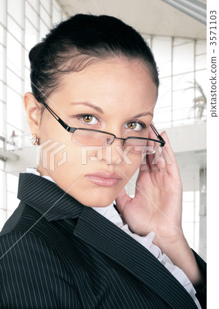 beautiful brown-haired woman in the hall with ladder beautiful brown-haired woman in the hall with ladder 3571103
