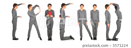 young man making word FRIEND, collage 3571224