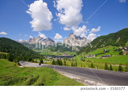 Italian dolomiti Corvara's streets 3580377