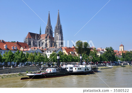 Germany Regensburg Townscape of the Danube and Old Town 3580522