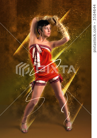 dancing brunette woman collage 3584644