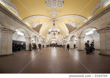 Moscow - March 23: Metro station Komsomolskaya with people on Ma Moscow - March 23: Metro station Komsomolskaya with people on Ma 3584704
