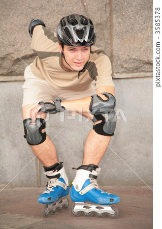 Roller under stone wall 3585378