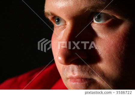 Thinking man in red shirt 3586722