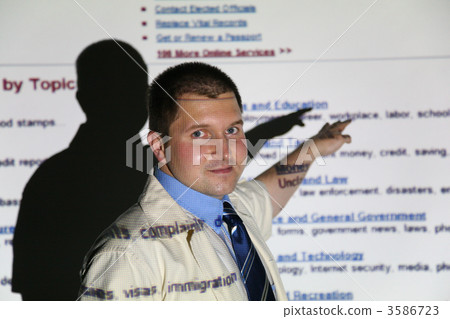 Businessman of screen shows  text 3586723