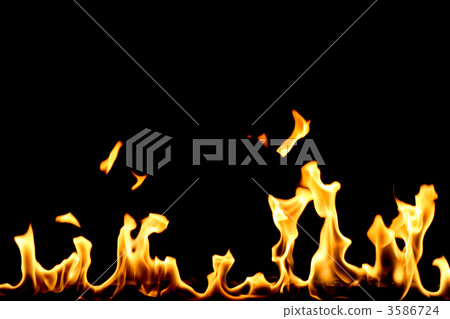 yellow fire with flame tongues isolated on black 3586724