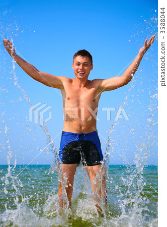 Man in sea water splash 3588044