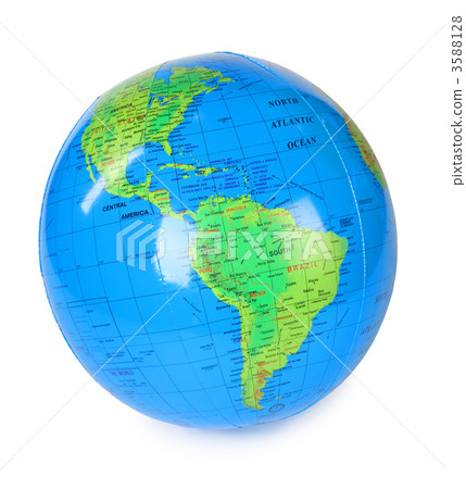 big inflatable globe view at america isolated on white backgroun big inflatable globe view at america isolated on white backgroun 3588128