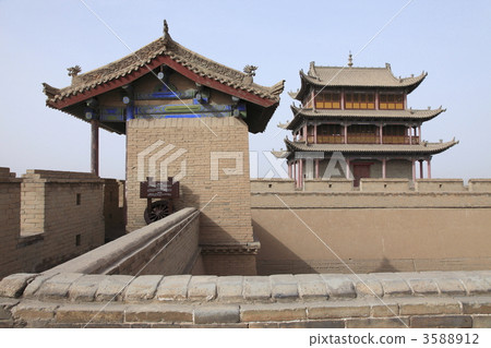 嘉峪關塞爾城堡十字門和嘉峪關塔 嘉峪關塞爾城堡十字門和嘉峪關塔 3588912