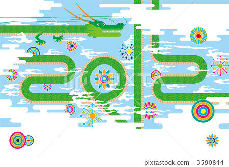 2012年新年賀卡·3毫米彩繪插圖打印·插圖·背景/藍天 2012年新年賀卡·3毫米彩繪插圖打印·插圖·背景/藍天 3590844