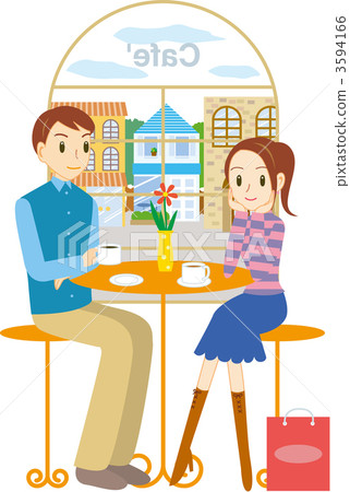 咖啡館的夫婦例證 咖啡館的夫婦例證 3594166