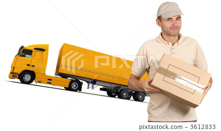 Courier and orange truck 3612833