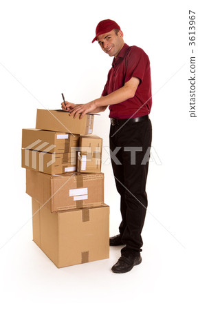 Friendly messenger delivering merchandise 3613967