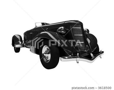isolated retro black car front view 02 3618500