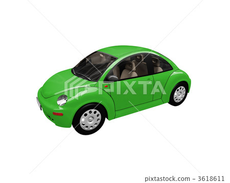 isolated green beetle car front view 3618611