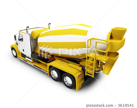 Concrete mixer isolated back view with clipping path Concrete mixer isolated back view with clipping path 3619541