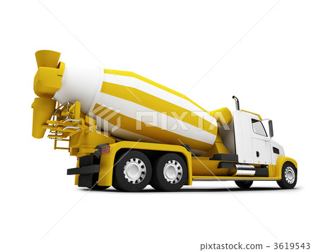 Concrete mixer isolated back view with clipping path Concrete mixer isolated back view with clipping path 3619543